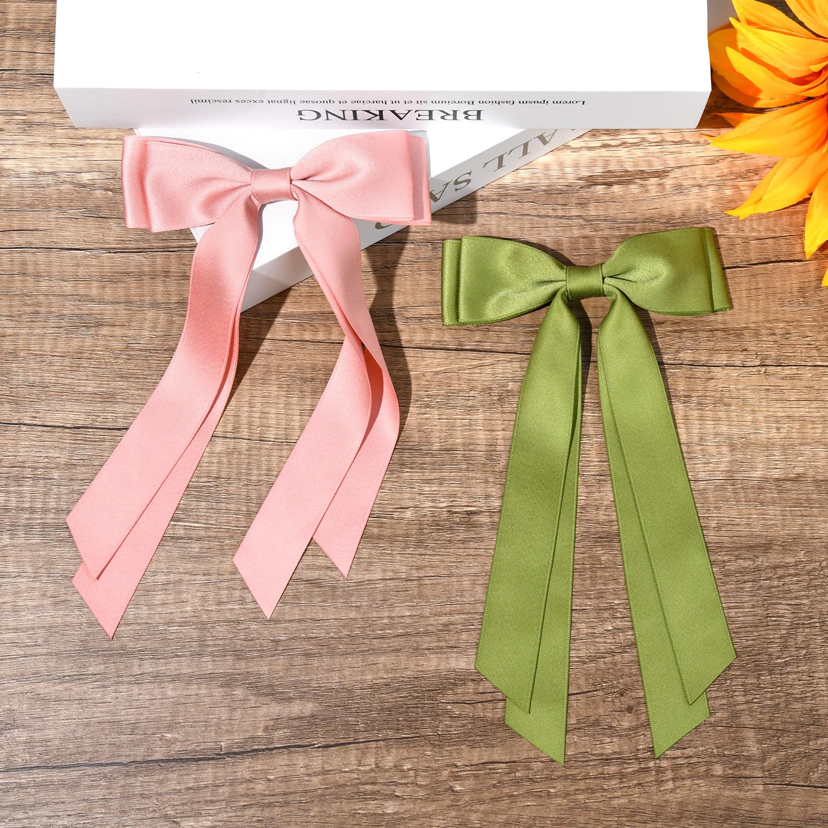 Amazon.com : 2PCS Silky Satin Hair Bows Hair Clip Pink Green Hair